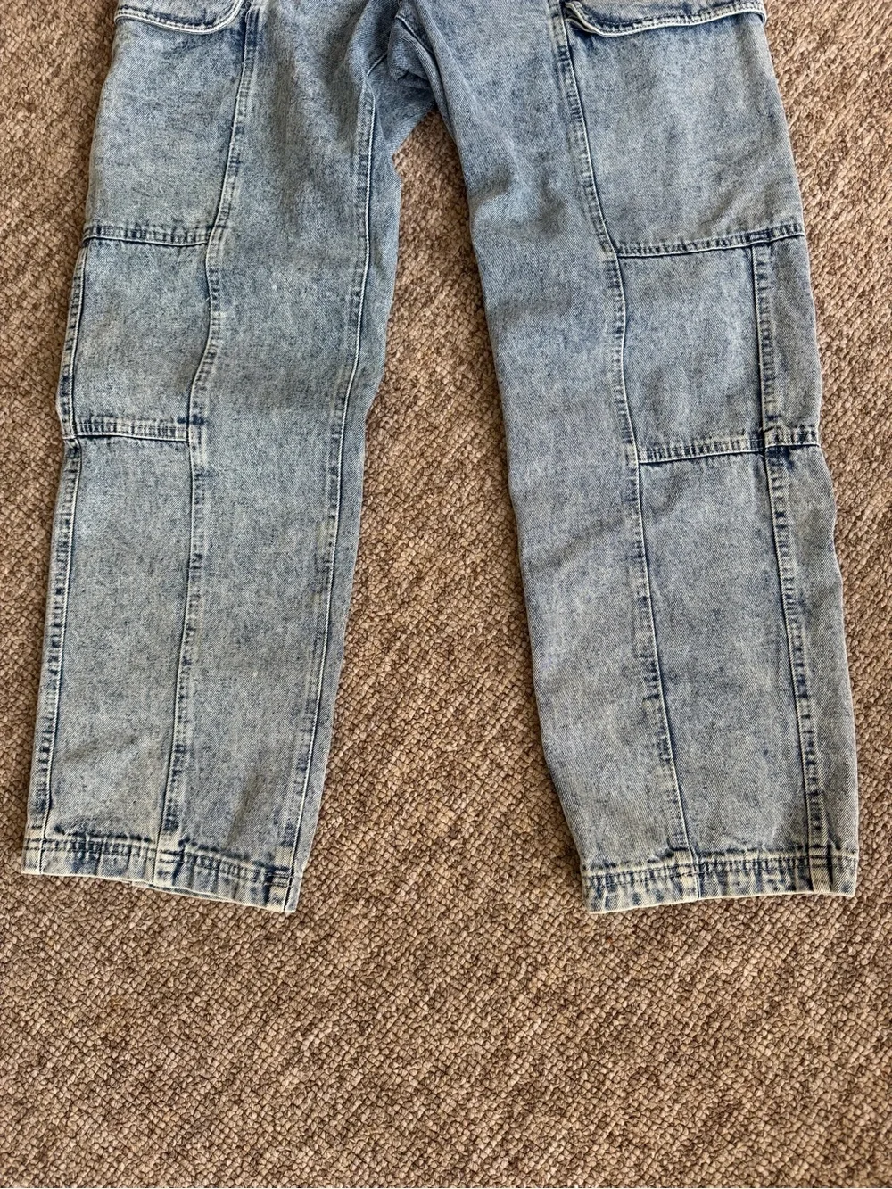 Blue Denim Washed Cargo Pants S/M